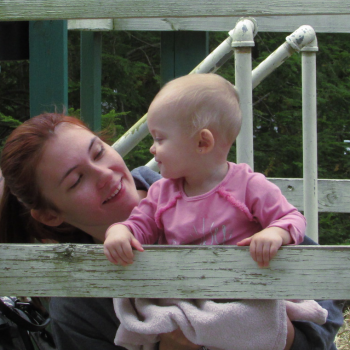 Mother and Child on Hay Ride