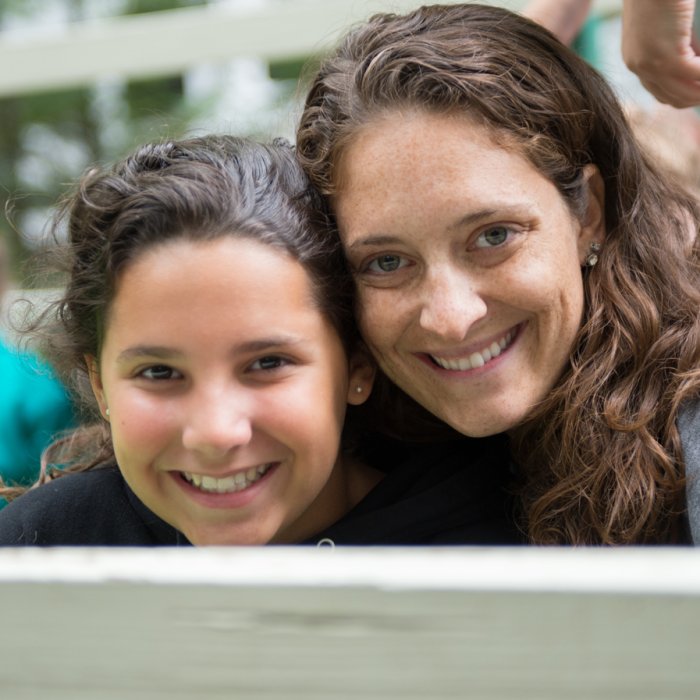 Mother and daughter on hay ride in the Catskills NY