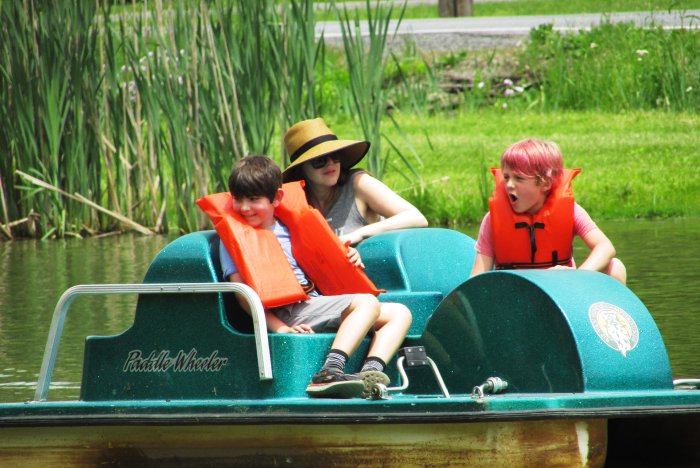 Kids on a paddleboat