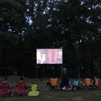 Outdoor Movie Screen at Rip Van Winkle Campgrounds in Saugerties, NY